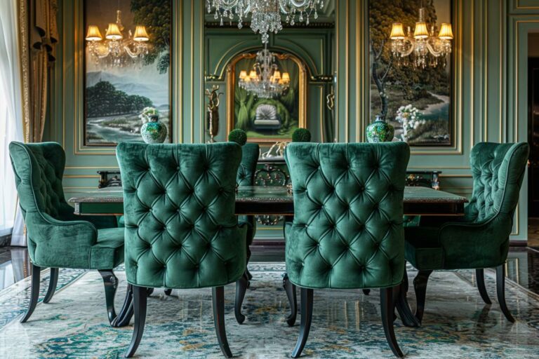 Les chaise en velours verte